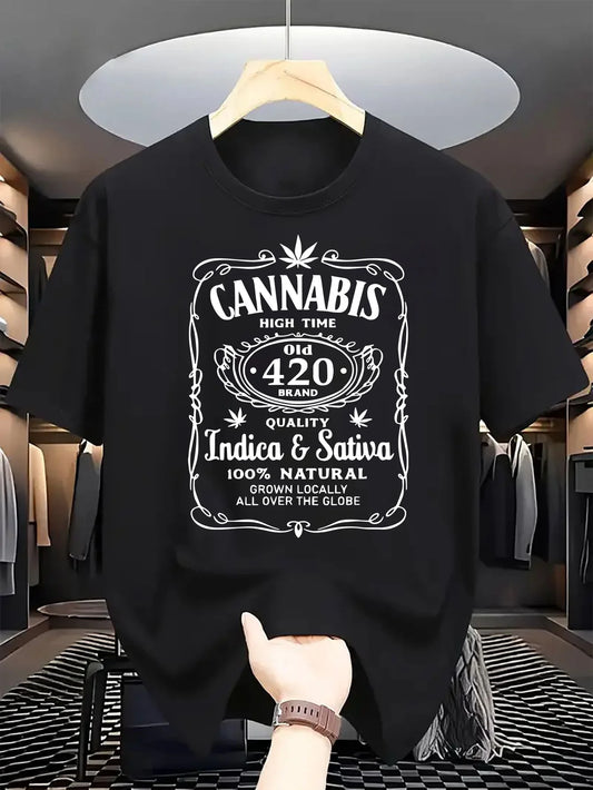 180G Pure Cotton Single-Sided Printed Round Neck Short Sleeve T-Shirt, 1pc MEN'S Casual Short Sleeve T-Shirt