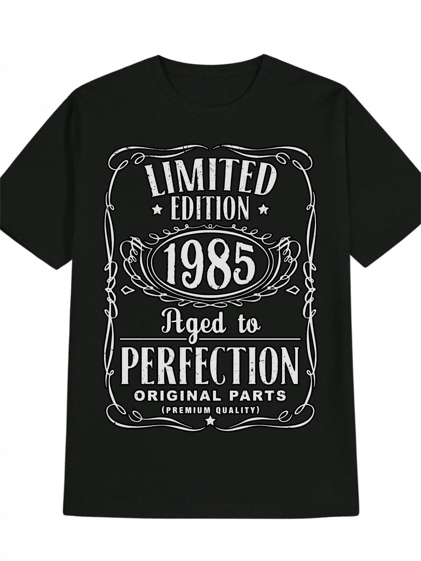 Limited Edition 1985 Aged to Perfection Men'S T-Shirt - Black Casual Crew Neck, Vintage-Inspired Print, Perfect Gift for Men