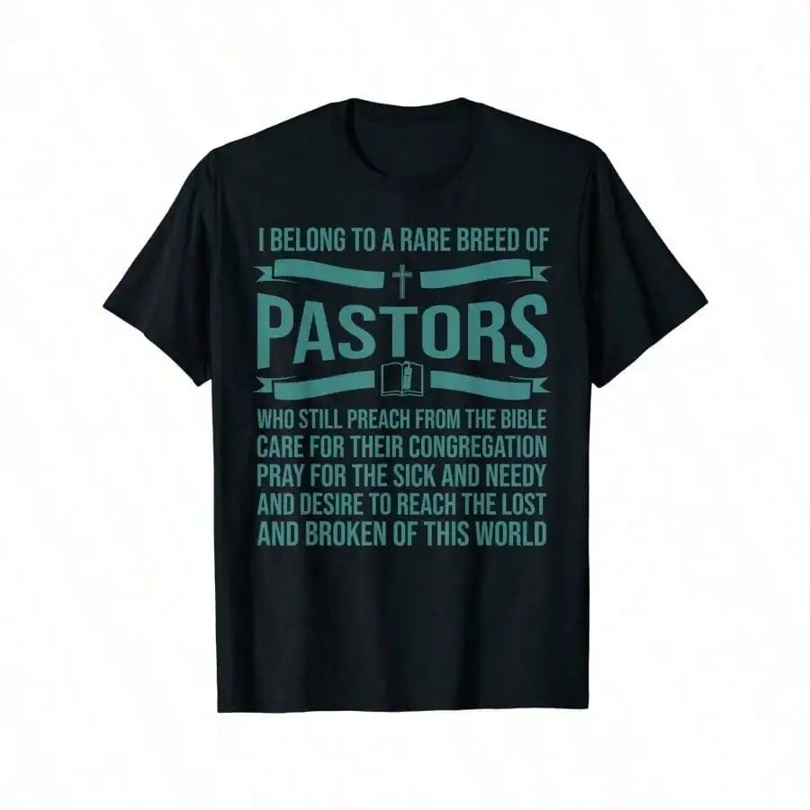 Funny Pastor Appreciation Gift Christian Men Letter Style 100% Men's T-Shirt Sports Casual Wear