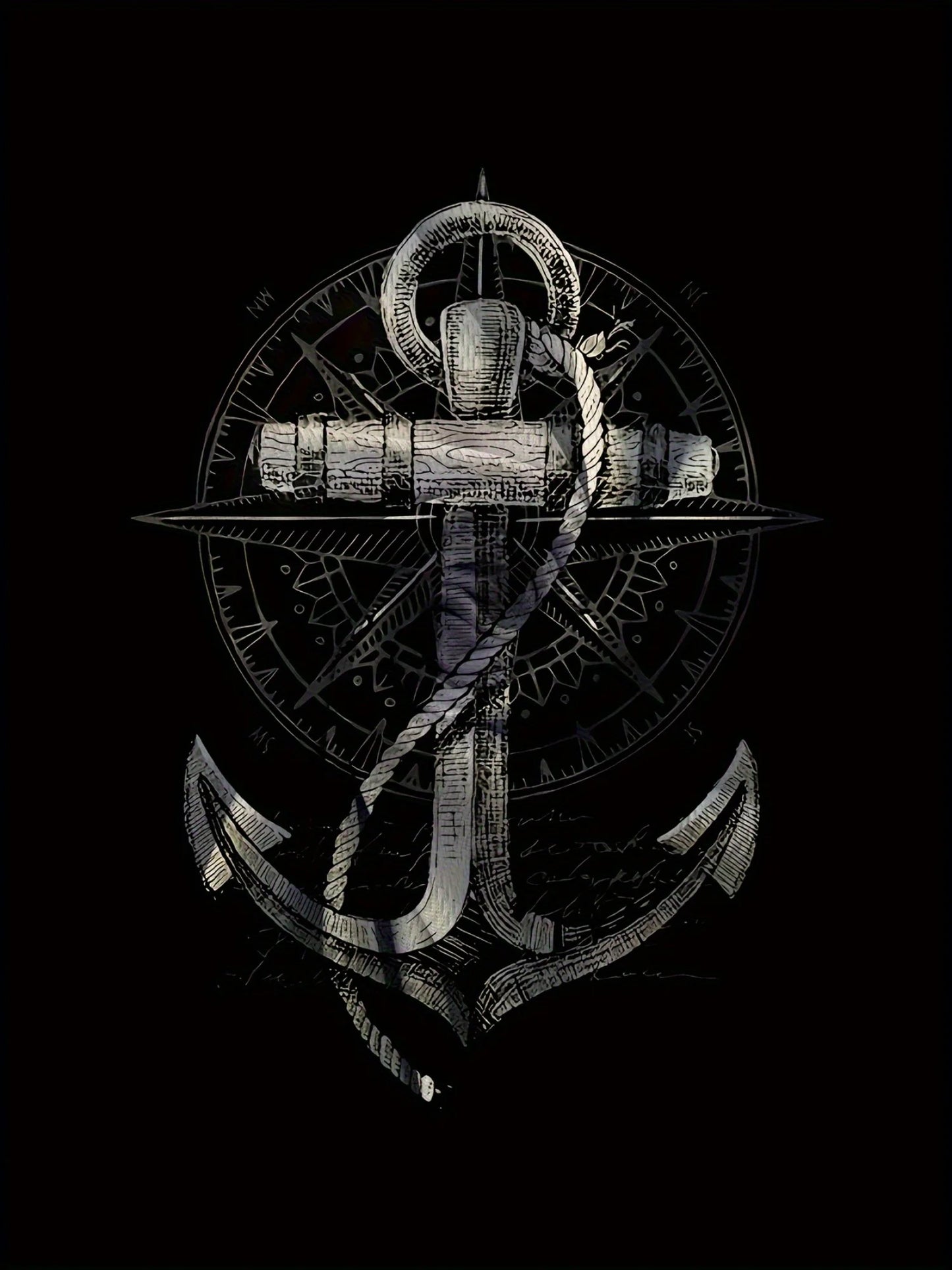 2024 Fashion Men'S Summer Casual Tees Tops Anchor Printed T Shirt Casual Male TShirt Compass Pattern T Shirts