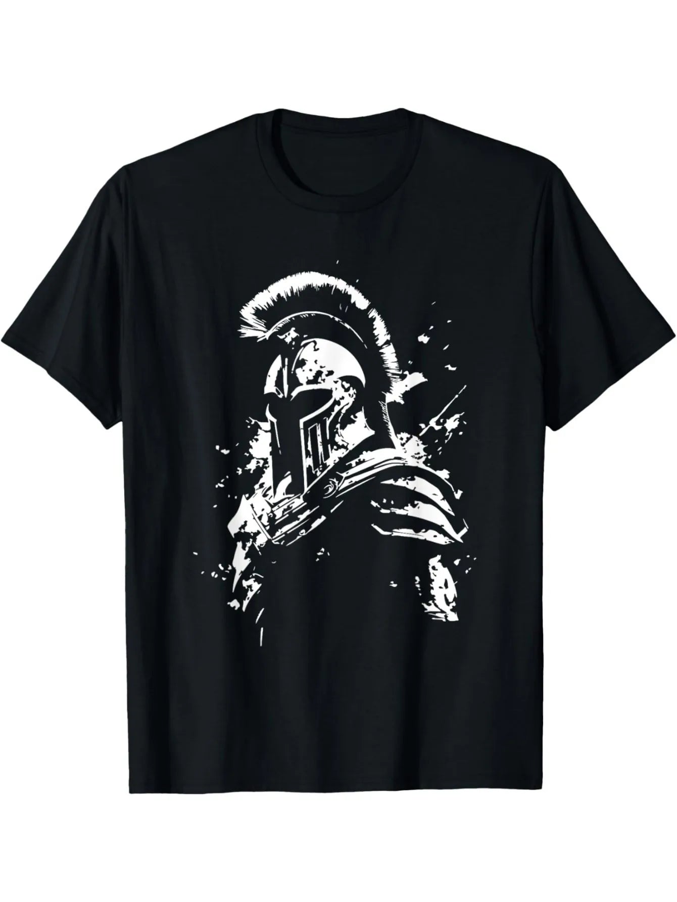 Spartan Helmet Men's Black Cotton T-Shirt | Leonidas Graphic Tee, Gym Workout Apparel, Greek Warrior Style, Fitness Fashion