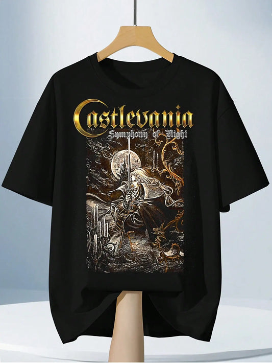 Castlevania Symphony of the Night" Men's Gothic Moonlight Retro T-Shirt - 100%, Breathable