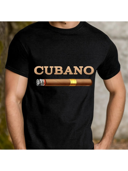 Cuban Shirt Cigar Cuba Shirt  T-Shirt |Family T-shirt, Regular Fit, Round Neck, Stretch Fabric, Comfortable And Breathable