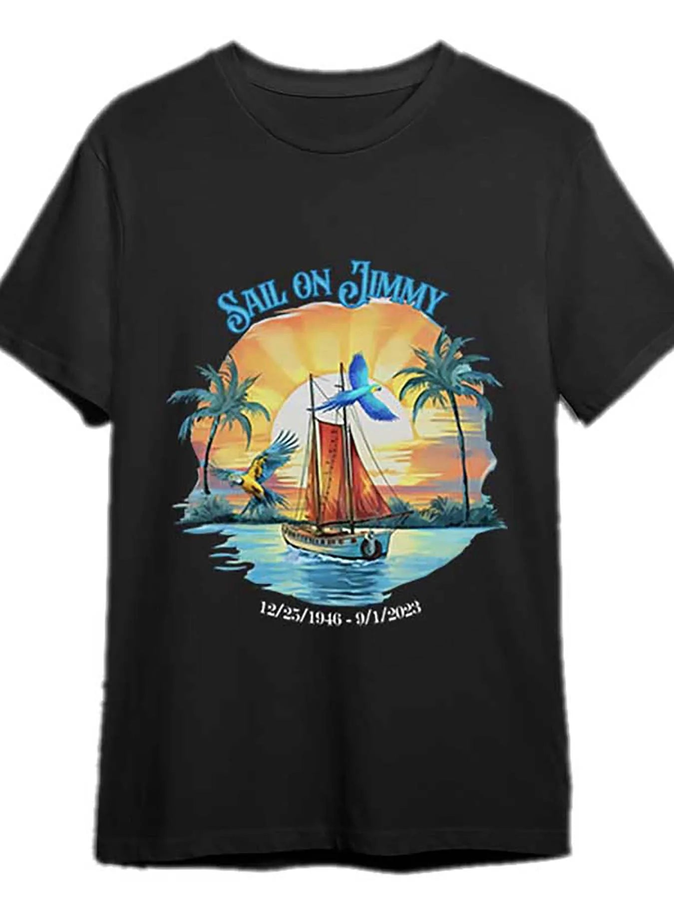 [Cotton Sail On Jimmy Tee] 100% Cotton Sail On Jimmy Graphic Tee - Casual Crew Neck T-Shirt, Regular Fit, Short Sleeve