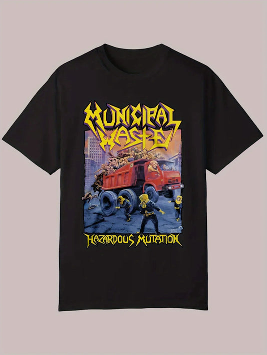[Casual Tee] Polyester Casual Men's T-Shirt - "Monk Tough" Graphic Print | Crew Neck, Short Sleeve