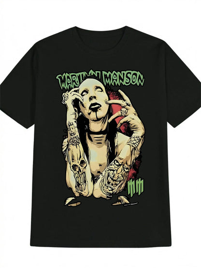 [Summer T-Shirt] Polyester Men's Casual Crew Neck T-Shirt | Print Pattern, Slight Stretch