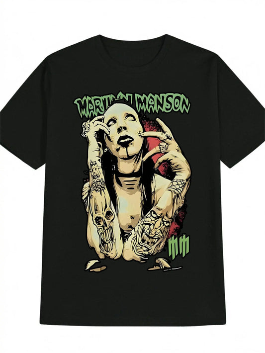 [Summer T-Shirt] Polyester Men's Casual Crew Neck T-Shirt | Print Pattern, Slight Stretch