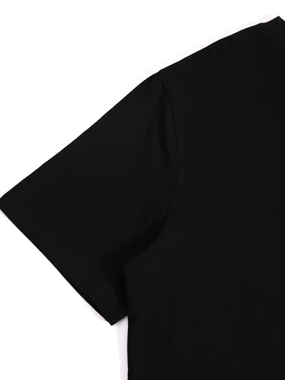 100% Cotton T-Shirt with Artistic Sun & Moon Design - Soft & Breathable Crew Neck Tee for Casual Wear, Black Graphic Print