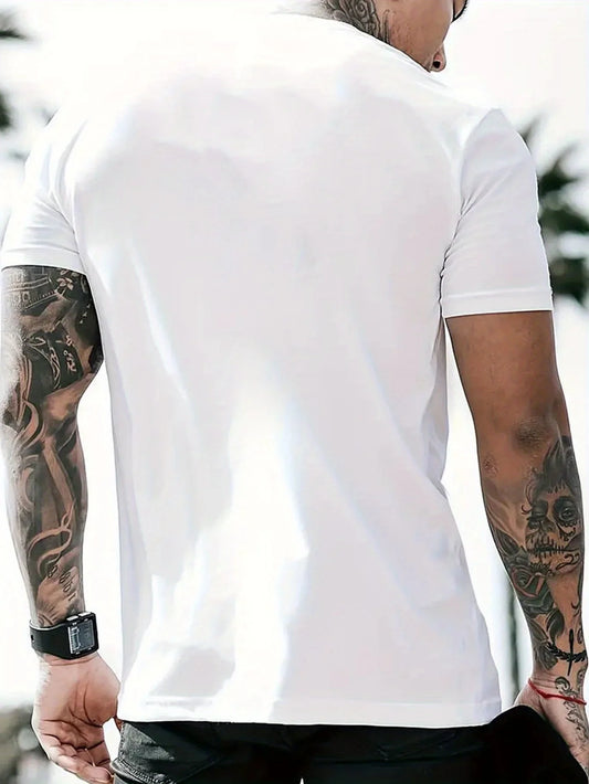 180G Pure Cotton Single-Sided Printed Round Neck Short Sleeve T-Shirt, 1pc Casual Summer T-Shirt