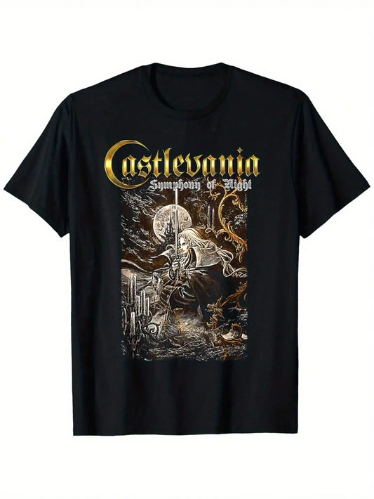 Castlevania Symphony of the Night" Men's Gothic Moonlight Retro T-Shirt - 100%, Breathable