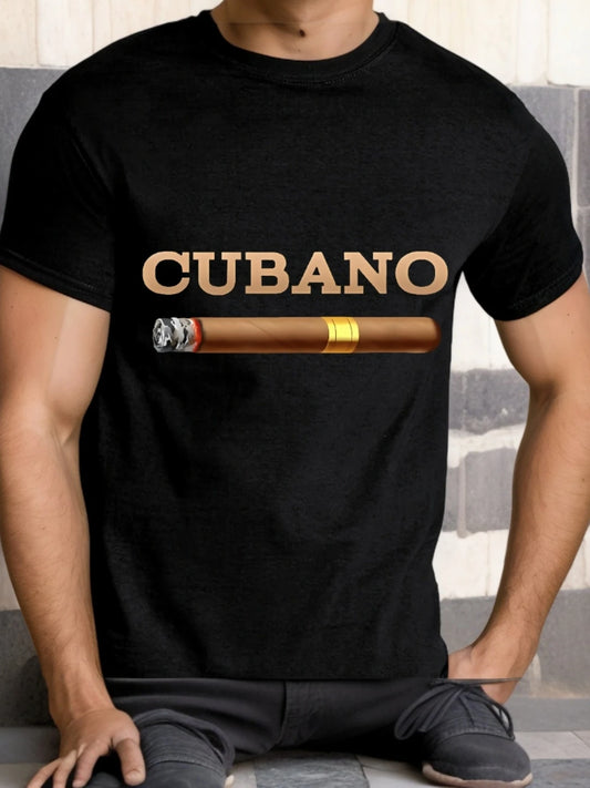 Cuban Shirt Cigar Cuba Shirt  T-Shirt |Family T-shirt, Regular Fit, Round Neck, Stretch Fabric, Comfortable And Breathable