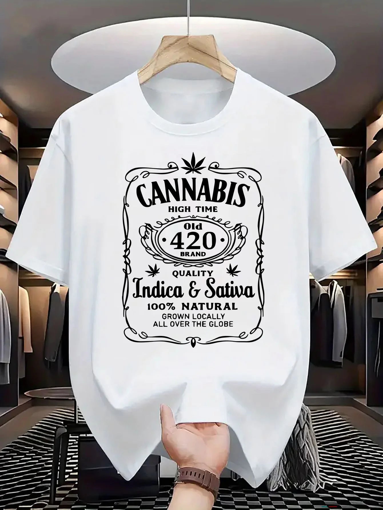 180G Pure Cotton Single-Sided Printed Round Neck Short Sleeve T-Shirt, 1pc MEN'S Casual Short Sleeve T-Shirt