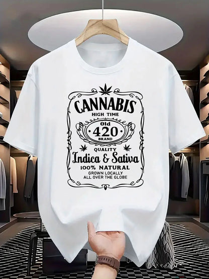 180G Pure Cotton Single-Sided Printed Round Neck Short Sleeve T-Shirt, 1pc MEN'S Casual Short Sleeve T-Shirt