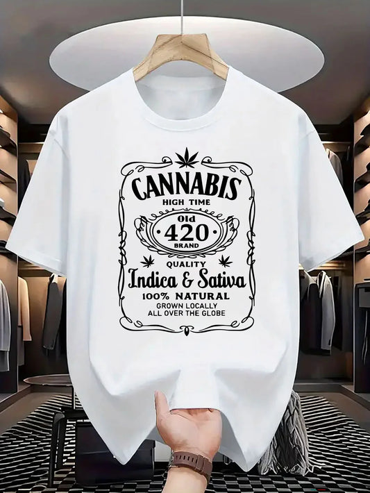 180G Pure Cotton Single-Sided Printed Round Neck Short Sleeve T-Shirt, 1pc MEN'S Casual Short Sleeve T-Shirt