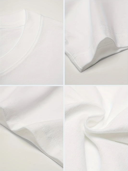 Men's Father's Day 100% Cotton T-Shirt - Casual Sports Style Crew Neck Short Sleeve Regular Fit