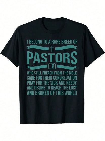 Funny Pastor Appreciation Gift Christian Men Letter Style 100% Men's T-Shirt Sports Casual Wear
