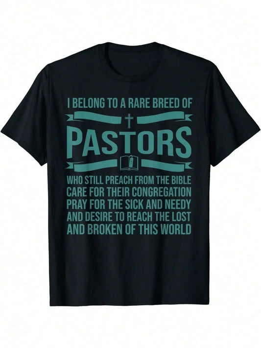 Funny Pastor Appreciation Gift Christian Men Letter Style 100% Men's T-Shirt Sports Casual Wear