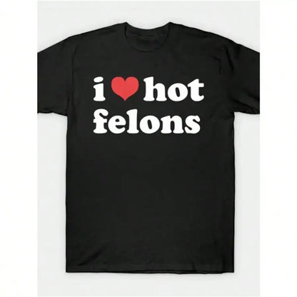 I Love Passionate Criminal Pattern Printed T-Shirt- 100% Cotton Round Neck Top- Casual Comfortable Kn