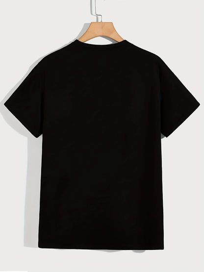 1pc Women's Black Casual Short Sleeve T-Shirt with Vibrant Bingo Ball & Letter Graphic Print, Round Neck,