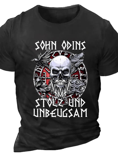 [Chain Skull Print Tee] Plus Size Men's Chain Skull Print Casual Short Sleeve T-Shirt Tops - Summer Clothing