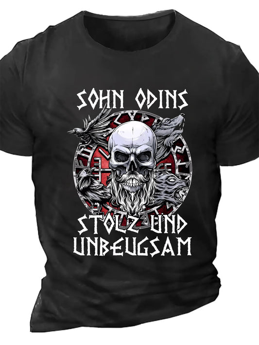 [Chain Skull Print Tee] Plus Size Men's Chain Skull Print Casual Short Sleeve T-Shirt Tops - Summer Clothing