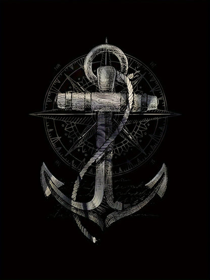 2024 Fashion Men'S Summer Casual Tees Tops Anchor Printed T Shirt Casual Male TShirt Compass Pattern T Shirts