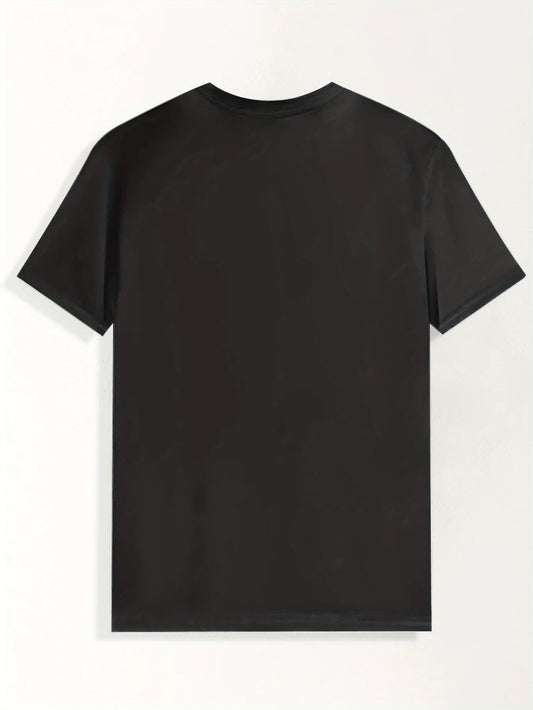 [Outdoor Adventures] Men's Black Pantera Graphic T-Shirt - Casual Crew Neck, Short Sleeve, Summer Polyester Tee