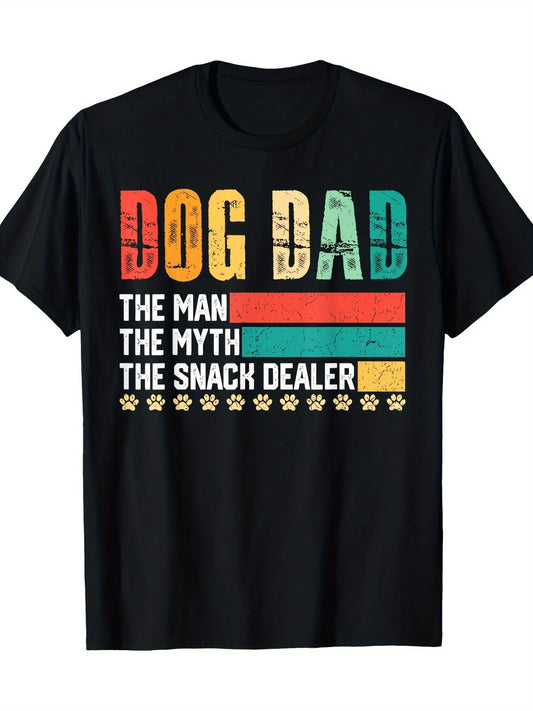 Vintage Dog Dad The Man The Myth Snack Dealer Father Day T-Shirt-220g