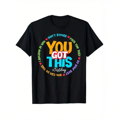 [Minimalist] Men's Motivational Teacher T-Shirt - 'You Got This' Exam Day Rock The Test Design, 100% Cotton,