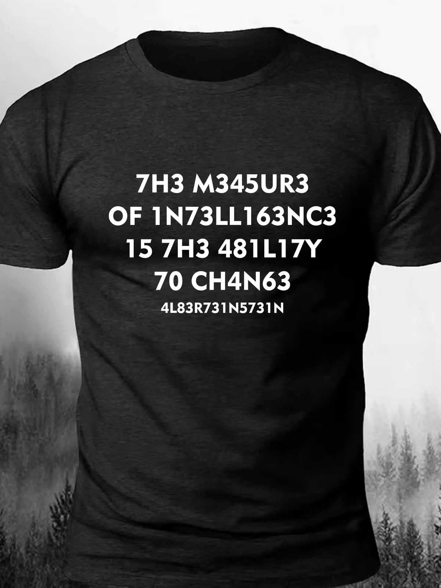 Plus Size Men's Navy Blue T-Shirt with Unique Number Print - Casual Streetwear, Polyester & Elastane Blend